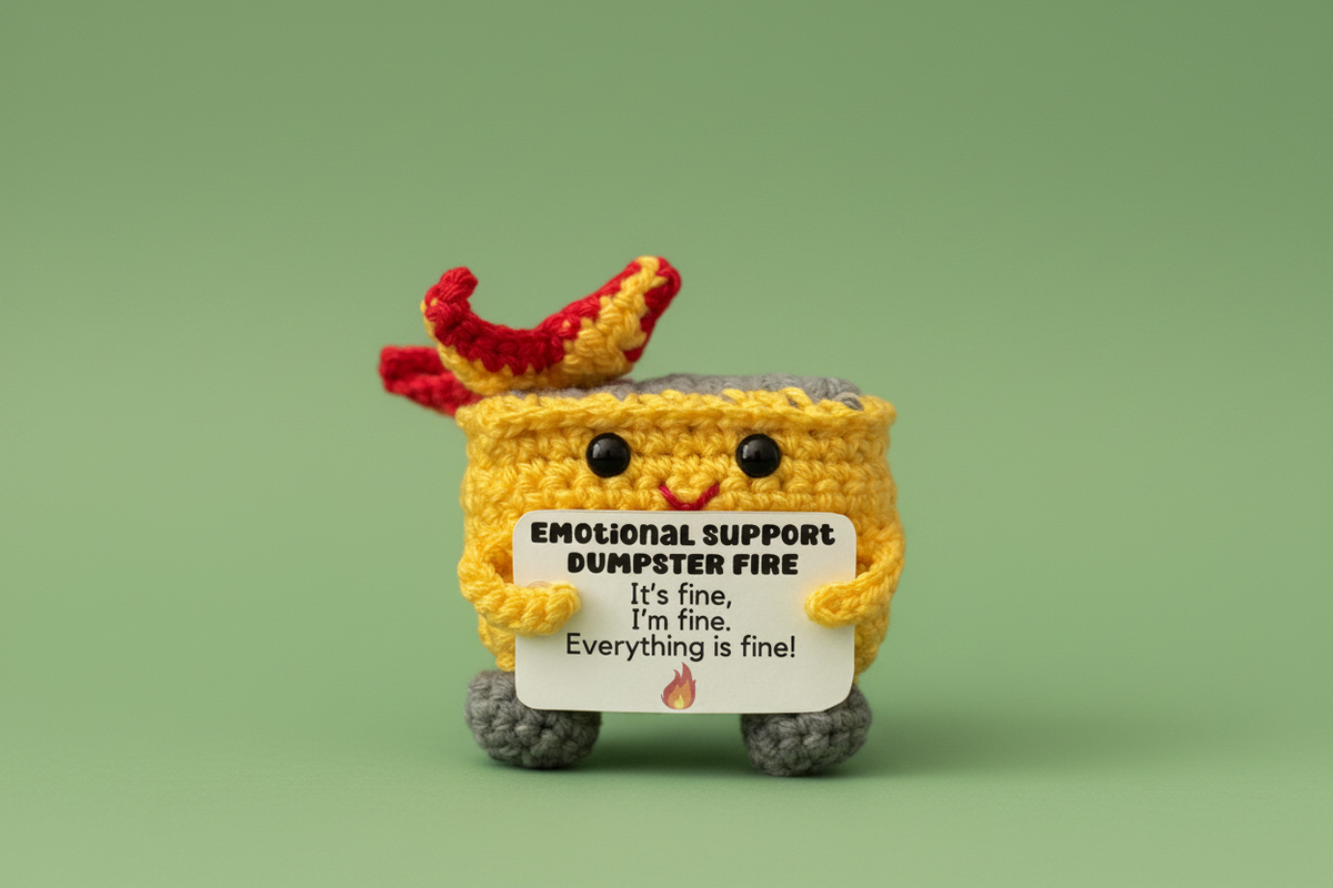 Emotional Support Dumpster Fire - Sage Green Background